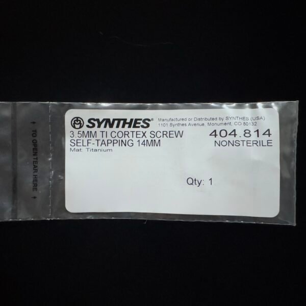 Synthes 404.814 3.5MM TI CORTEX SCREW SELF-TAPPING 14MM
