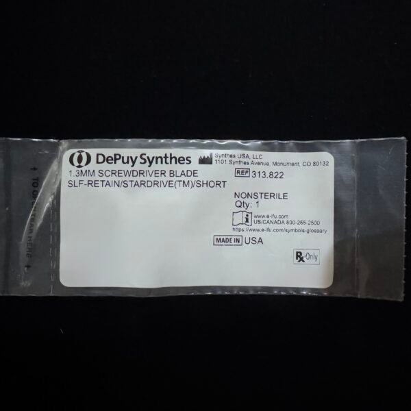 Synthes 313.822 1.3MM SCREWDRIVER BLADE SELF RETAIN/STARDRIVE(TM)/SHORT