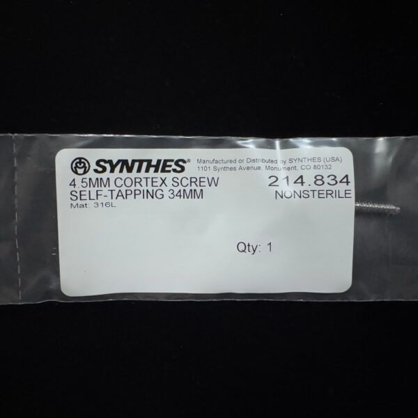 Synthes 214.834 4.5MM CORTEX SCREW SELF-TAPPING 34MM