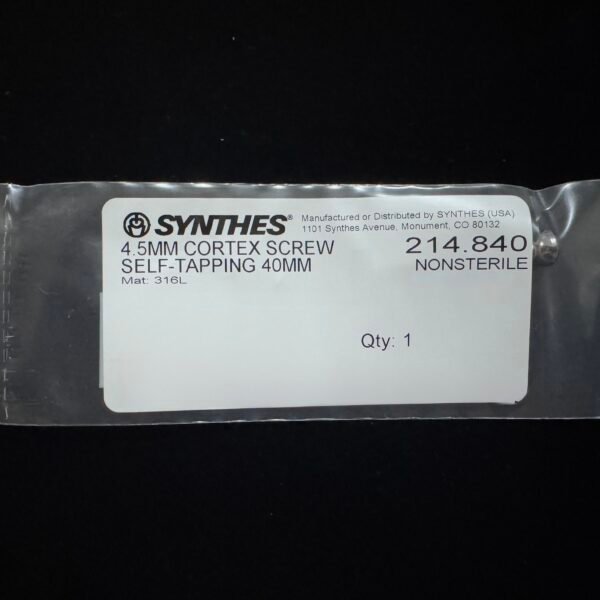 Synthes 214.840 4.5MM CORTEX SCREW SELF-TAPPING 40MM