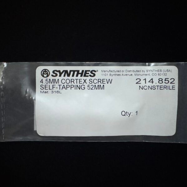 Synthes 214.852 4.5MM CORTEX SCREW SELF-TAPPING 52MM