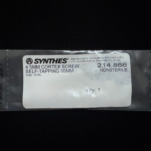 Synthes 214.866 4.5MM CORTEX SCREW SELF-TAPPING 66MM