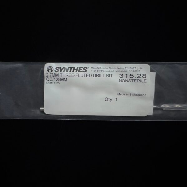 Synthes 315.28 2.7MM THREE-FLUTED DRILL BIT QC/125MM
