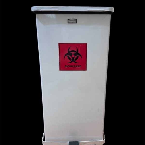 Rubbermaid FGST24EPLRD Commercial Products 24 Gal. Square Stainless Steel Steel Defenders Biohazard Step Can
